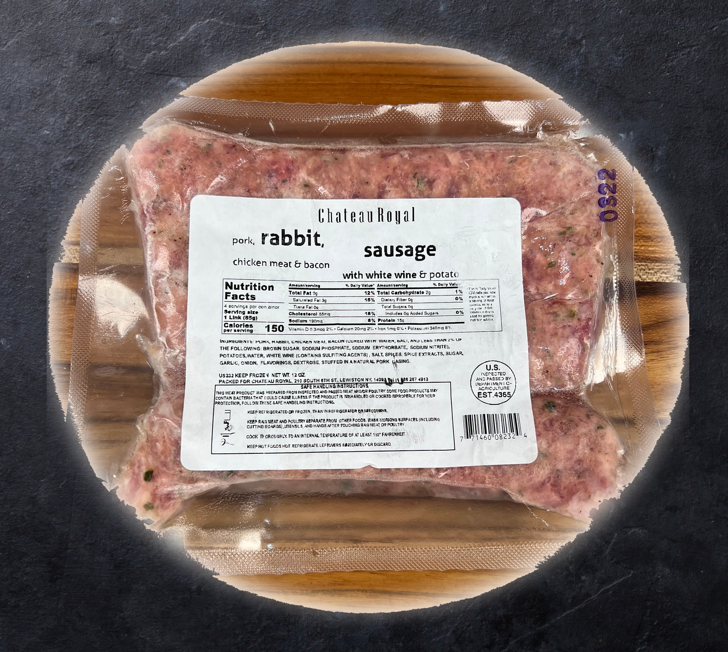 
                  
                    Rabbit Sausage w/Wine, Chicken & Bacon 12oz (Frozen)
                  
                